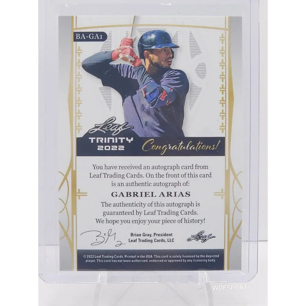 2022 Leaf Trinity Gold Foil Auto Relic 43/50 Gabriel Arias #BA-GA1 - Guardians